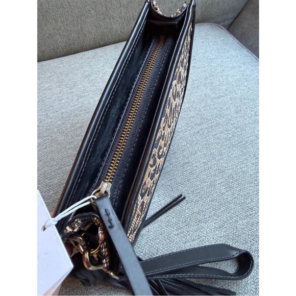 Poolside Bags Leopard Print Raffia Clutch New - Picture 4 of 11